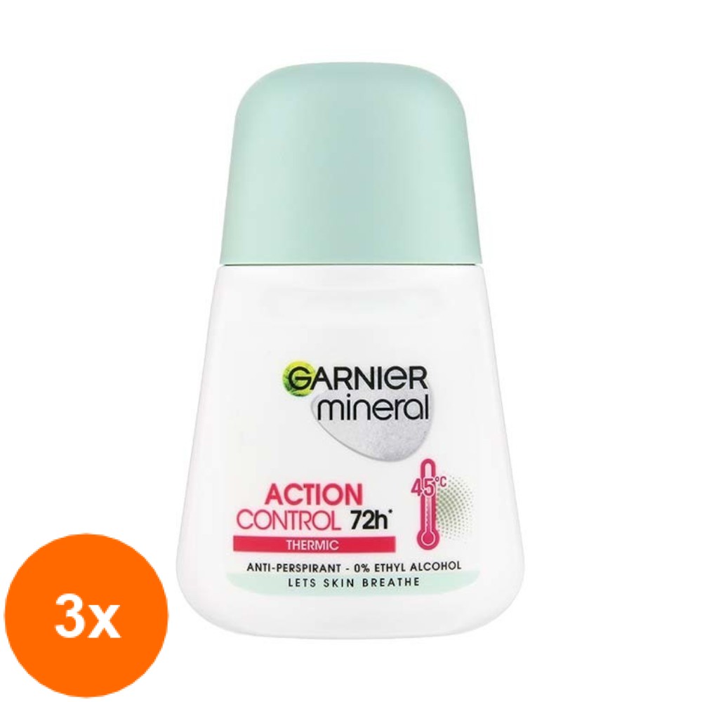 Set 3 x Deodorant Roll-on Garnier Mineral Action Control Termic 72h, 50 ml