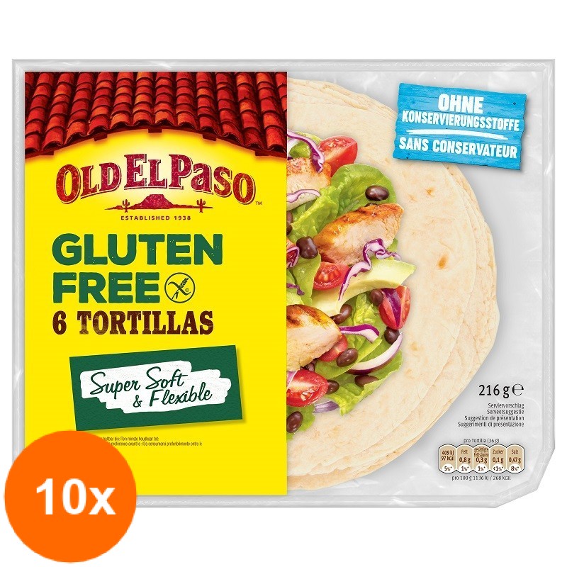 Set 10 x Tortillas Lipie fara Gluten Old El Paso 6 Buc 216 g