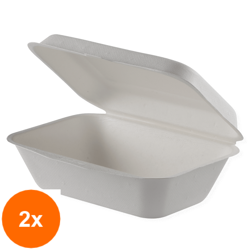 Set 2 x Caserole Biodegradabile, Compostabile Scoica, Albe 18x13 cm, 50 buc