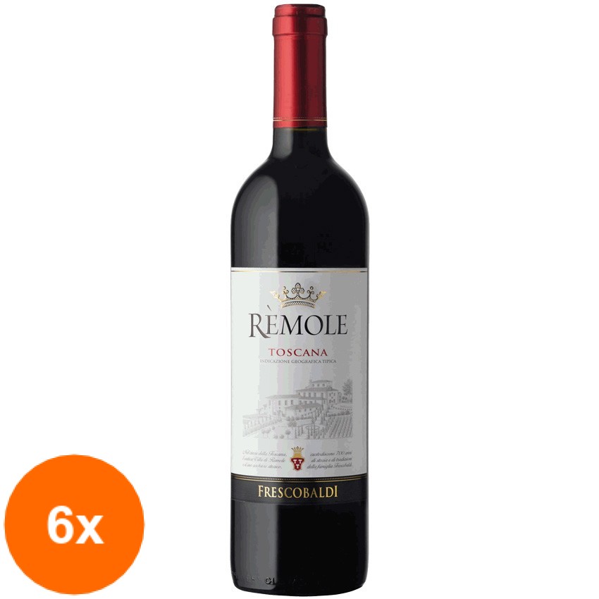 Set 6 x Vin Rosu Remole Toscana IGT Frescobaldi Italia 12,5% Alcool, 0.75 l
