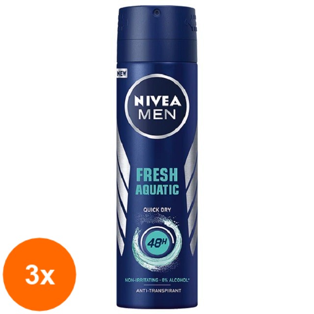 Set 3 x Deodorant Spray Men Fresh Aquatic Nivea Deo 150ml