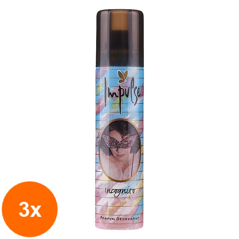 Set 3 x Deodorant Spray Impulse Incognito pentru Femei, 100 ml