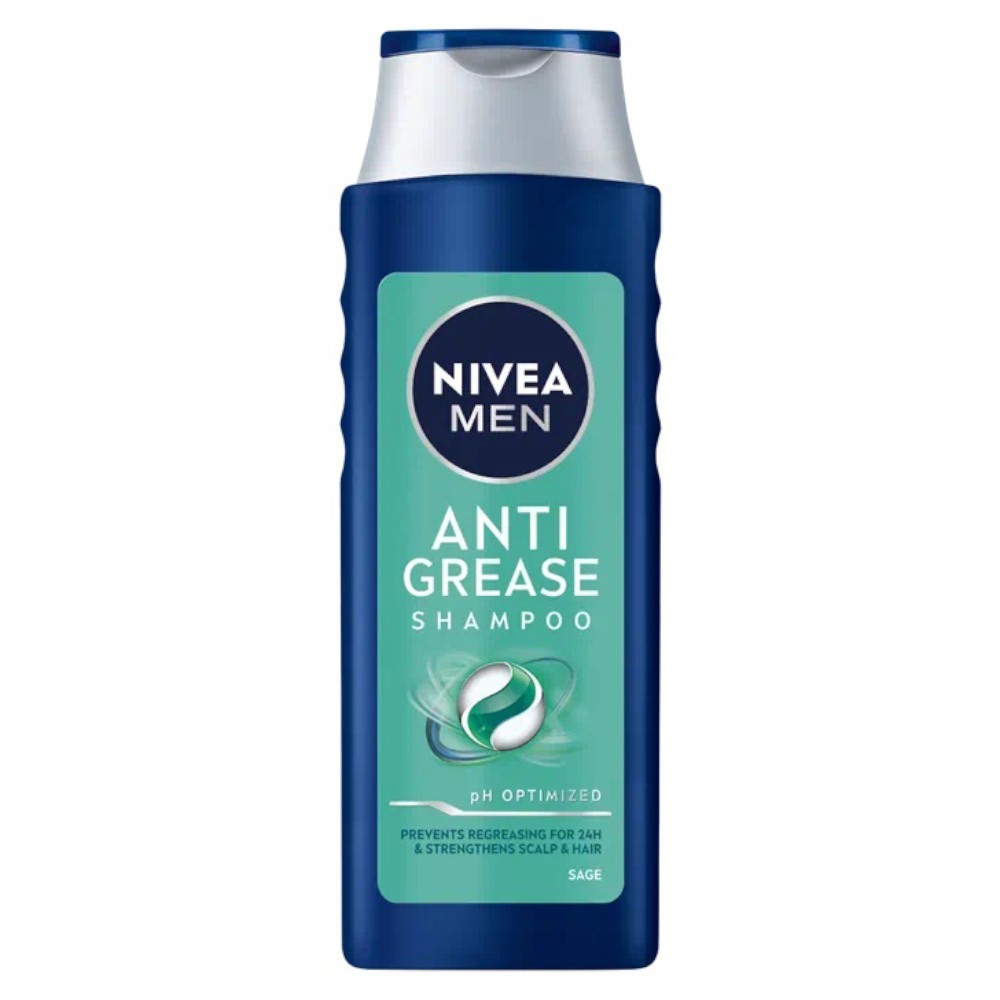 Set 2 x Sampon Nivea Men Anti Grease, pentru Par Gras, cu Extract de Salvie, 400 ml