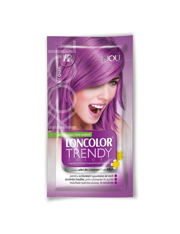 Set 3 x Vopsea de Par Semi-permanenta fara Amoniac Loncolor Trendy Colors V2 Violet Glam, 50 ml