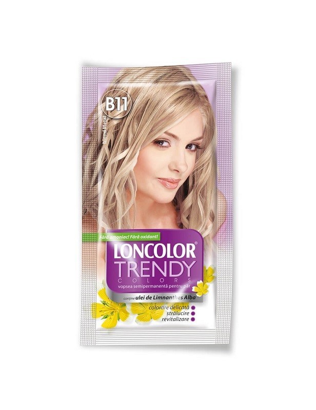 Set 3 x Vopsea de Par Semi-Permanenta fara Amoniac Loncolor Trendy Colors B11 Metal Blonde, 50 ml