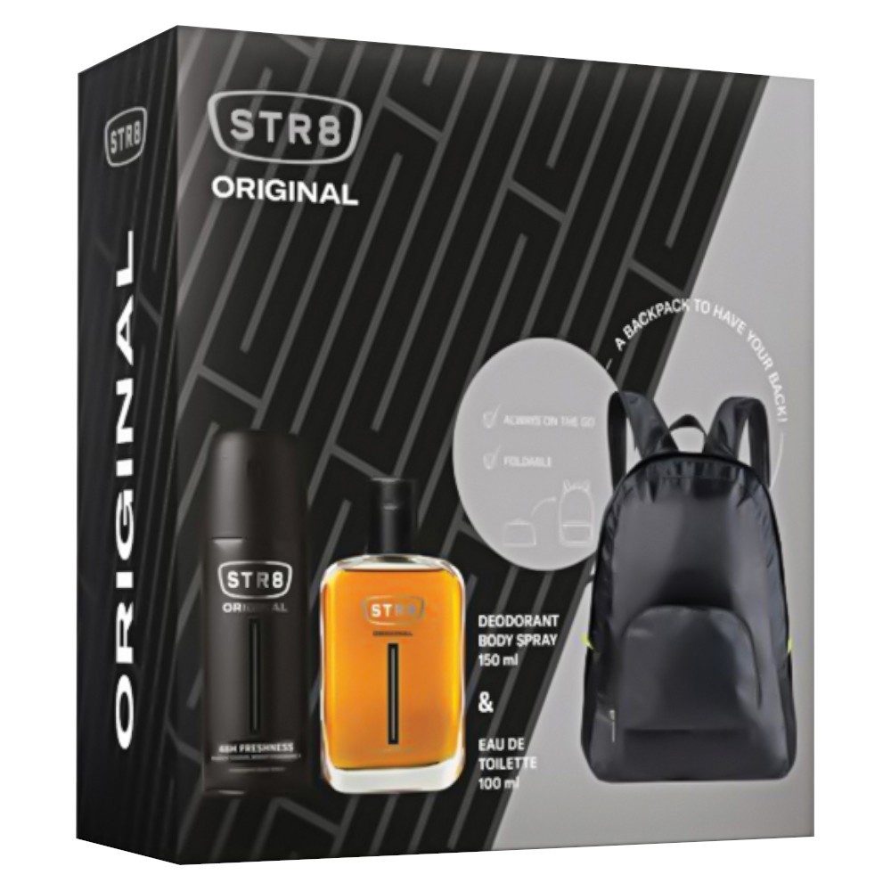 Set 2 x Caseta Cadou Str8 Original, Barbati, Apa de Toaleta 100 ml, Deodorant Spray 150 ml si Rucsac