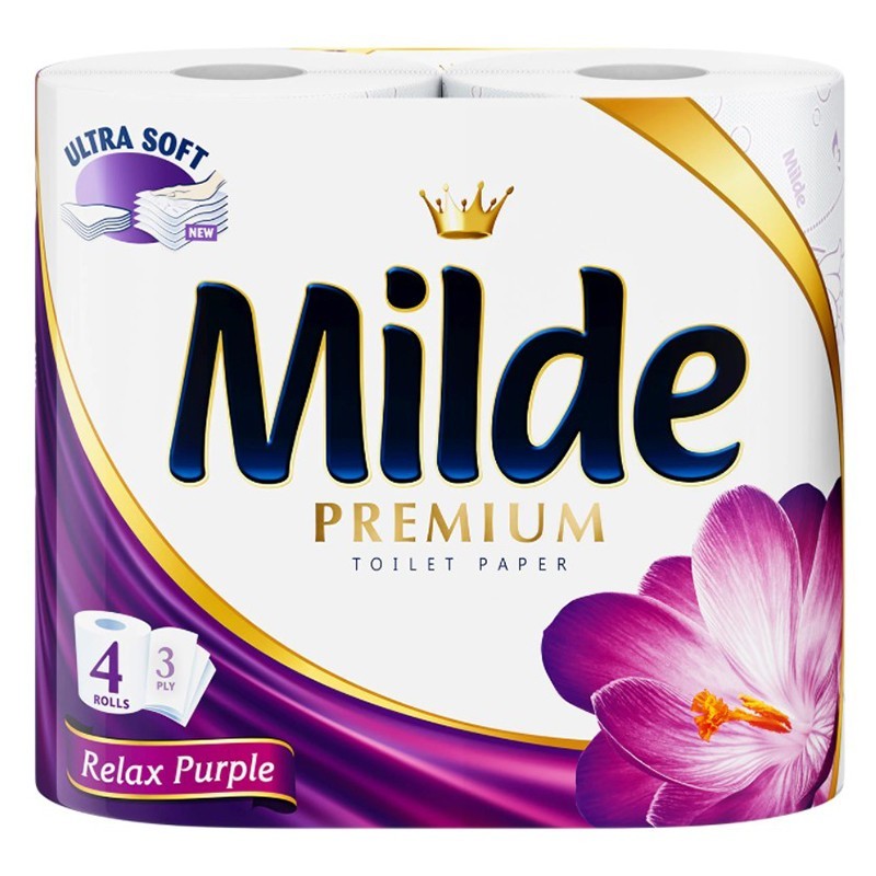 Set 2 x Hartie Igienica Milde Premium Relax Purple, 3 Straturi, 4 Role