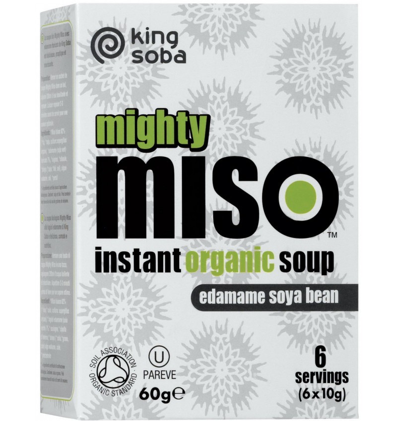 Supa Instant Miso BIO, fara Gluten, cu Boabe de Soia Edamame, 60 g, King Soba