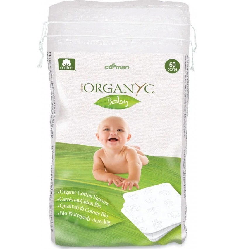 Dischete Patrate Baby din Bumbac Organic, 60 Buc, Organyc