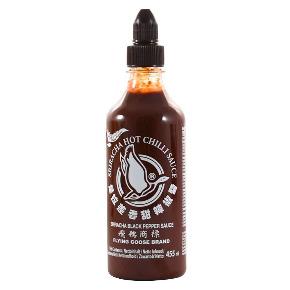 Set 5 x Sos Sriracha Black Pepper Flying Goose, Piper Negru, 455 ml