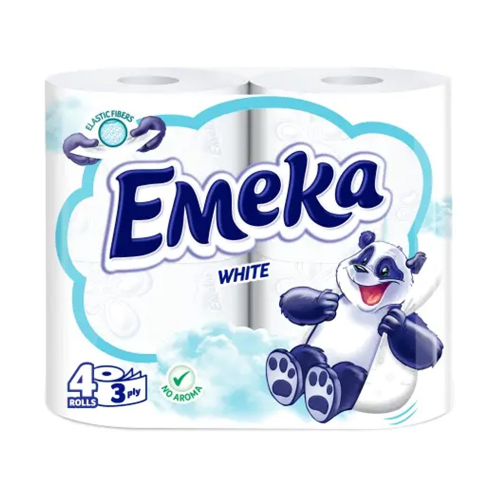 Set 4 x Set Hartie Igienica Emeka White No Aroma, 4 Role