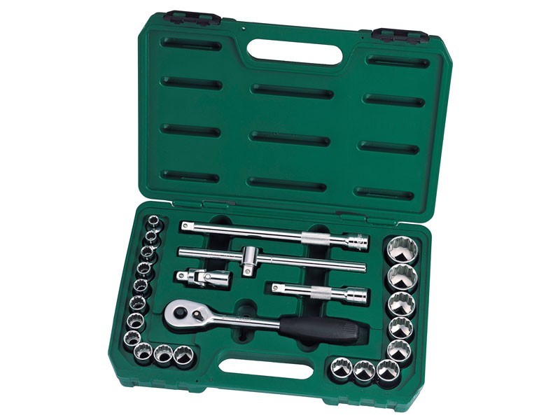 Set Trusa Capete Chei Tubulare 1/2", 9 - 32 mm, (12p) si Accesorii, 24 Piese, Sata