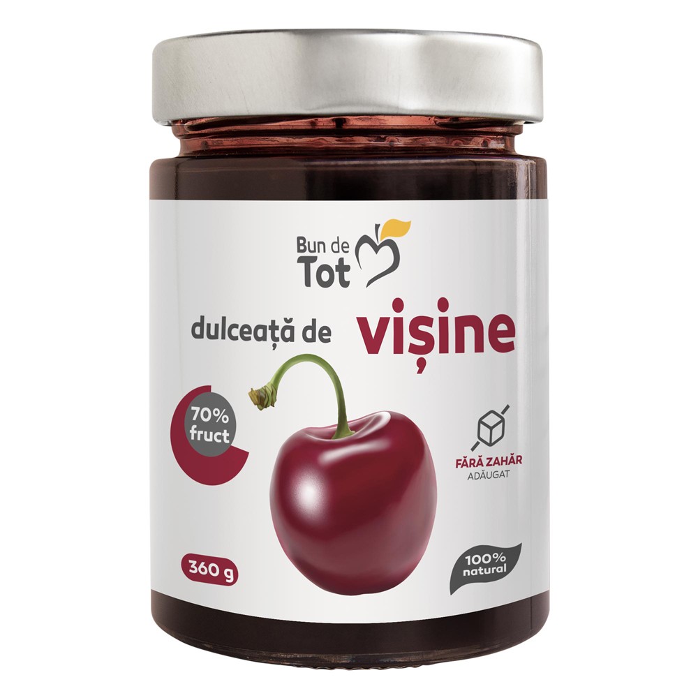 Dulceata de Visine fara Zahar, 360 g, Bun de Tot