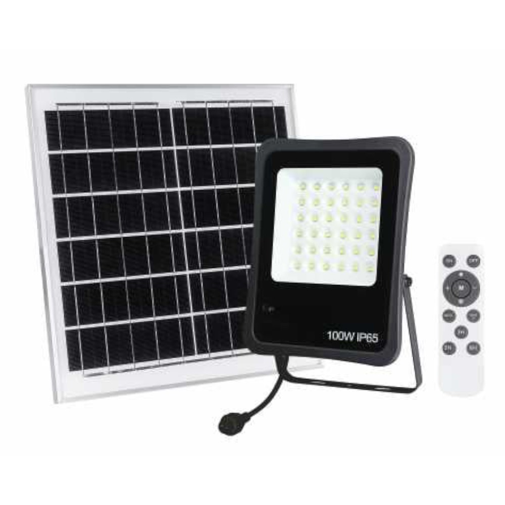 Proiector Solar 100 W, Panou Solar 15 W, Senzor Microwave, Lumina Rece, Well