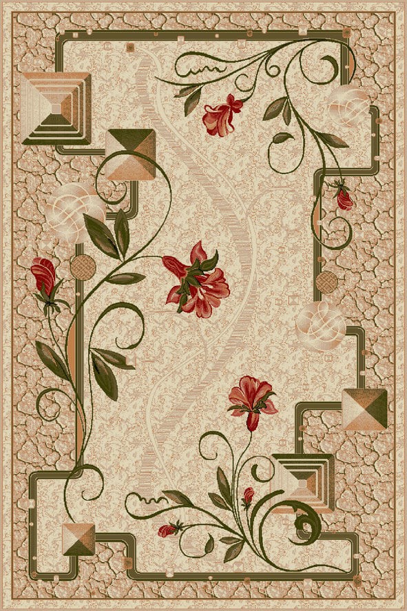 Covor Dreptunghiular, 200 x 400 cm, Crem, Floral, Lotos 587