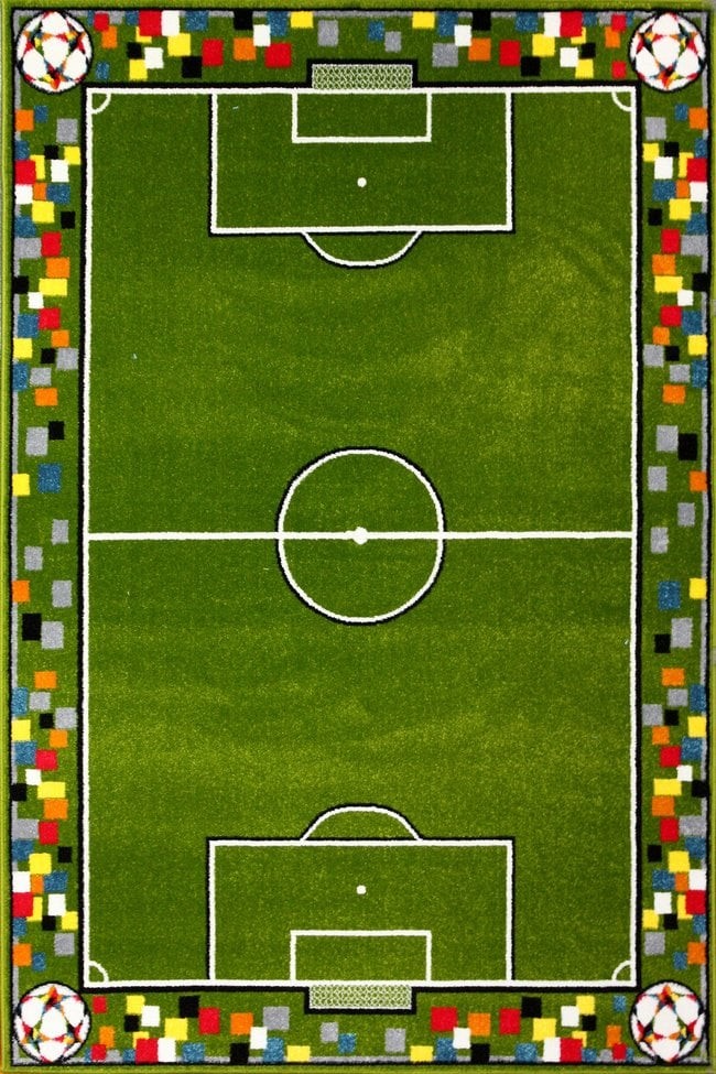 Covor pentru Copii Dreptunghiular, 200 x 300 cm, Verde, Model Teren Fotbal Kolibri 11118