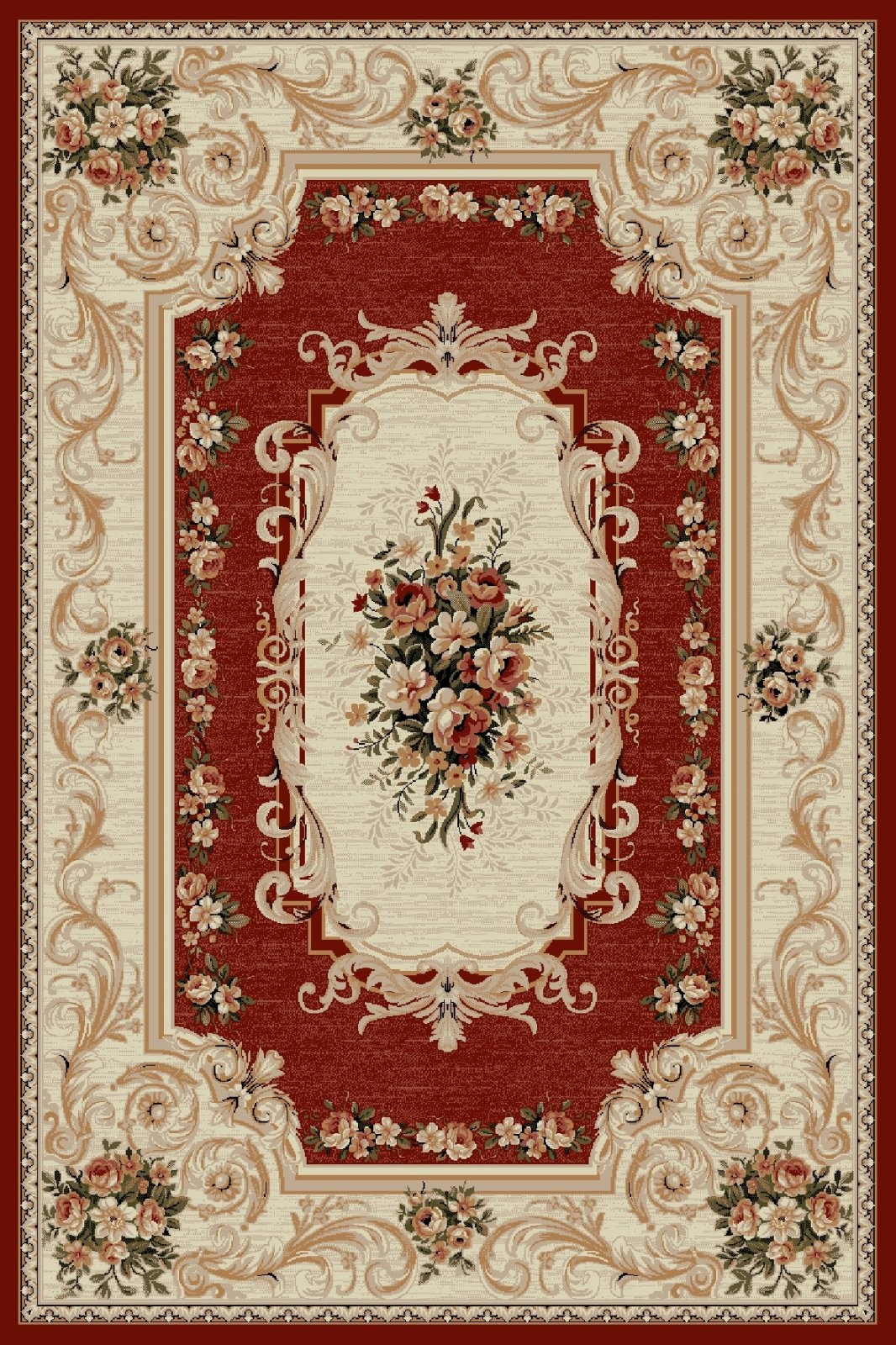 Covor Dreptunghiular, 100 x 300 cm, Rosu, Lotos Model Floral 535