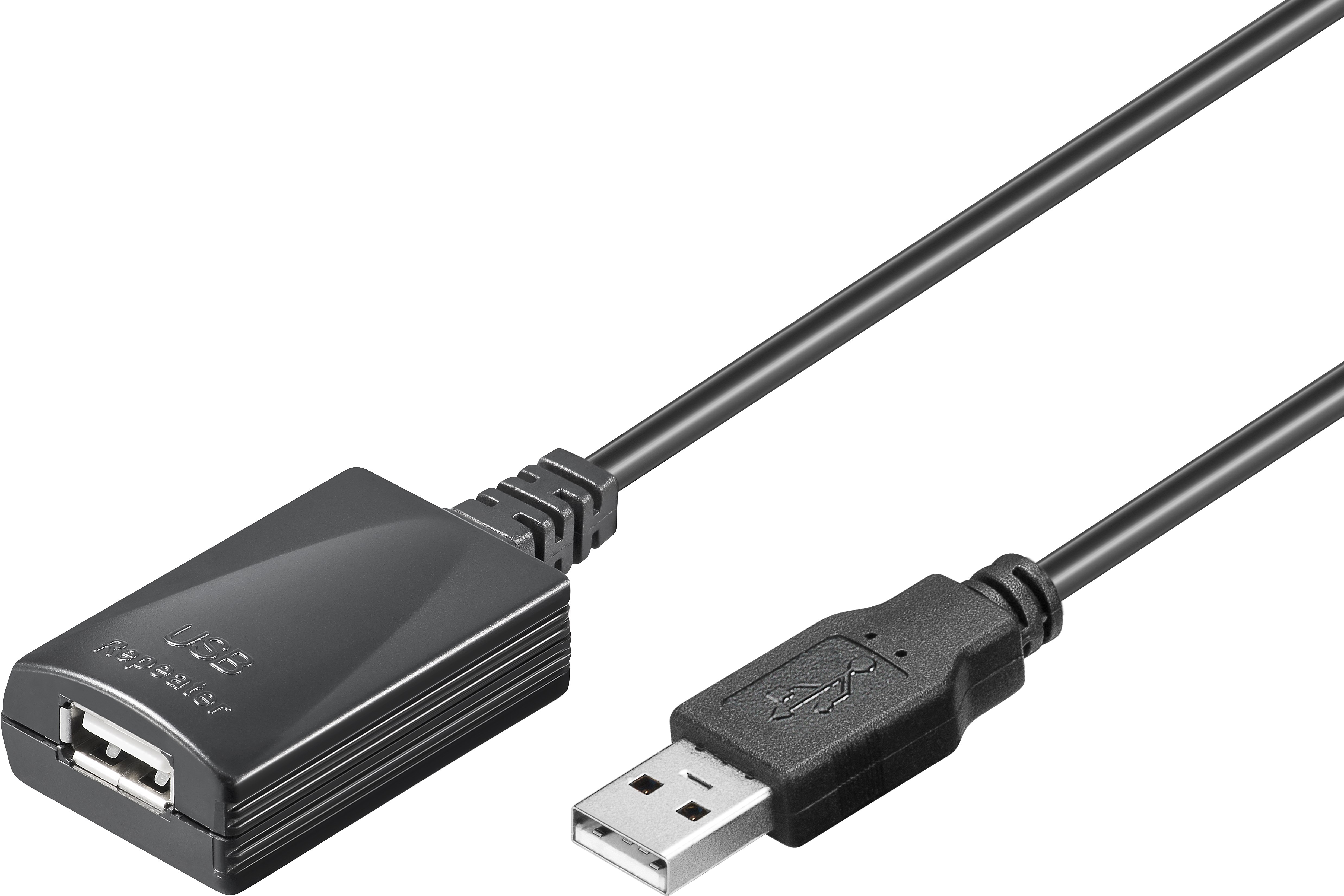 Cablu Extensie USB 2.0 A Tata - USB 2.0 A Mama Activ, Negru, 5m, Goobay