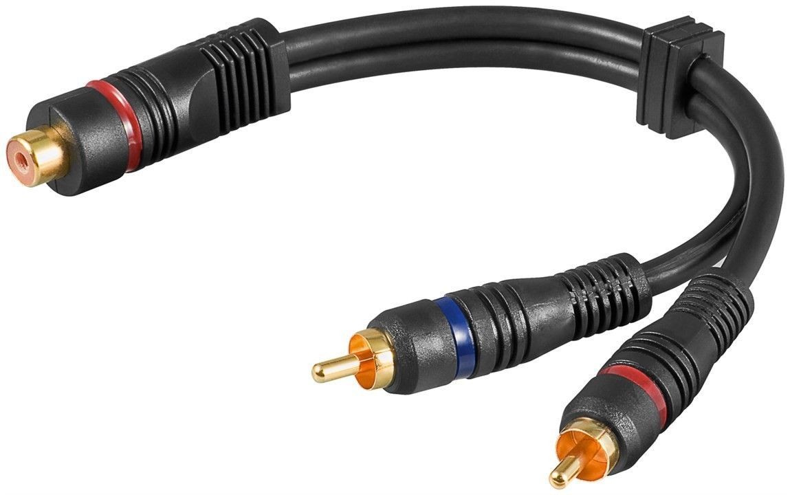 Cablu Audio Video RCA 600Mama - 2x RCA 600Tata Contacte Aurite 0.2m