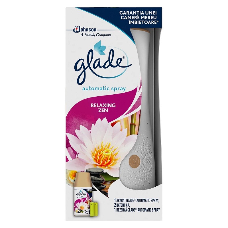 Aparat Odorizant de Camera Glade Automatic Spray Relaxing Zen 269 ml + Rezerva