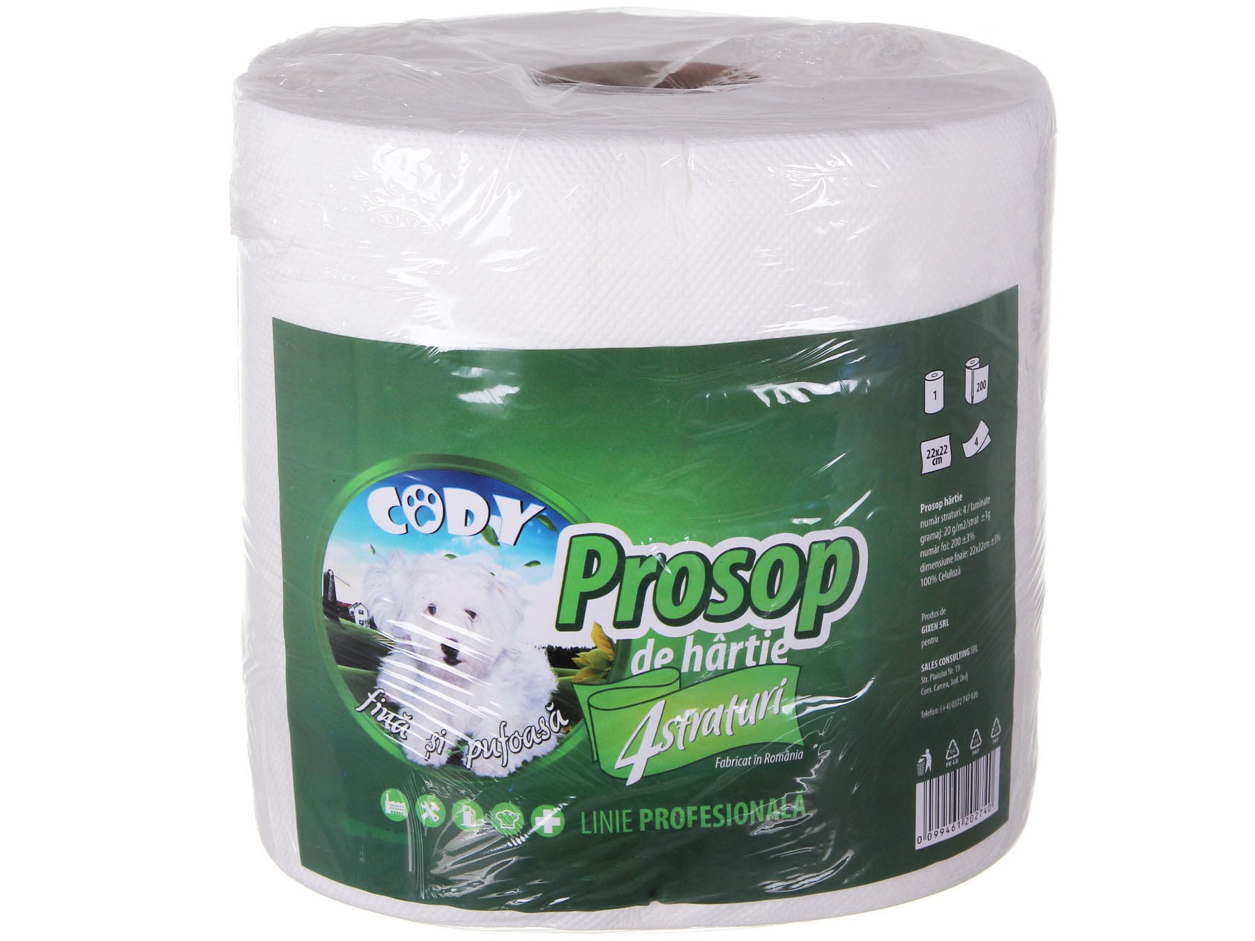 Prosop de Hartie Cody Celuloza 4 Straturi, 750 g, 45 m