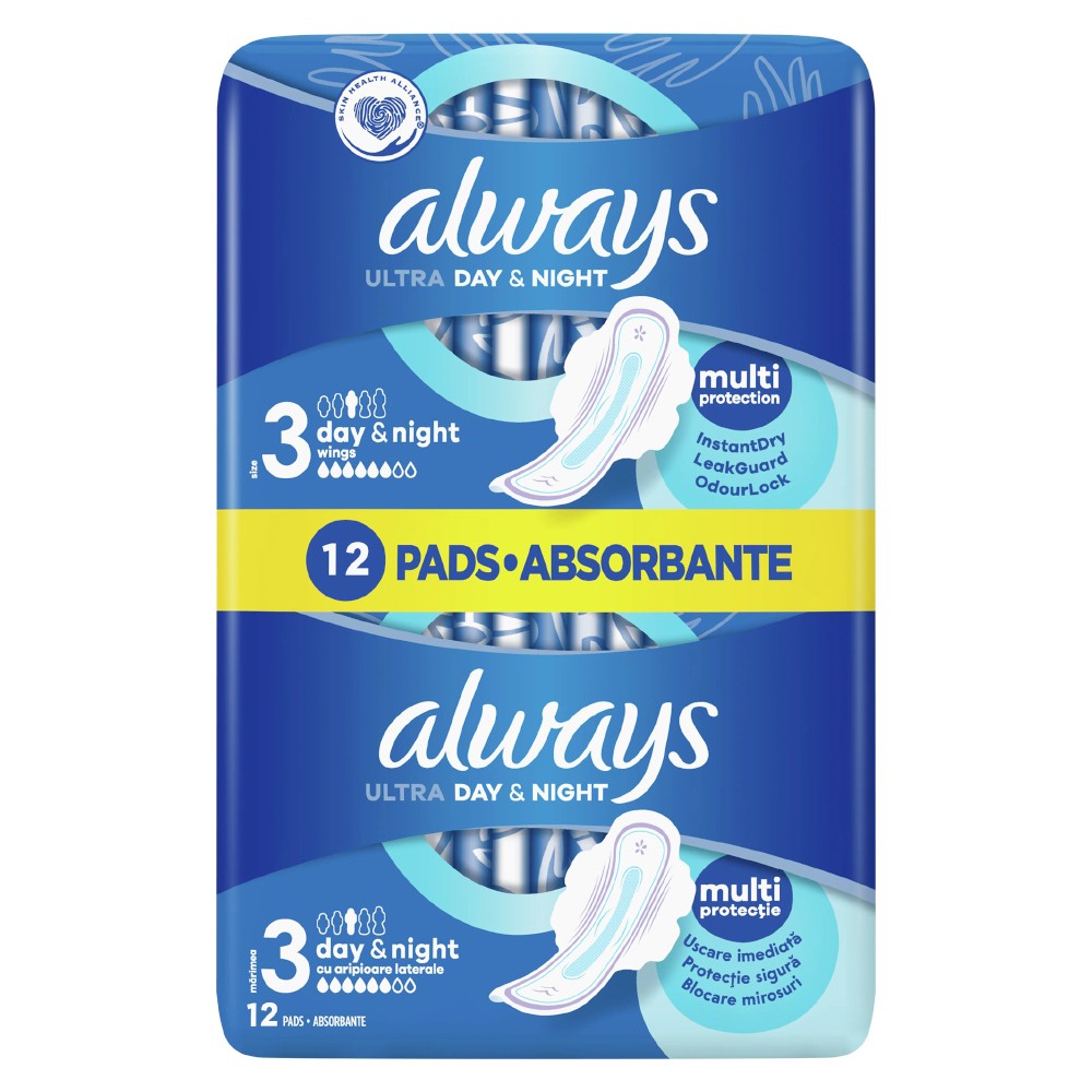 Absorbante Always Ultra Day & Night, 12 Bucati