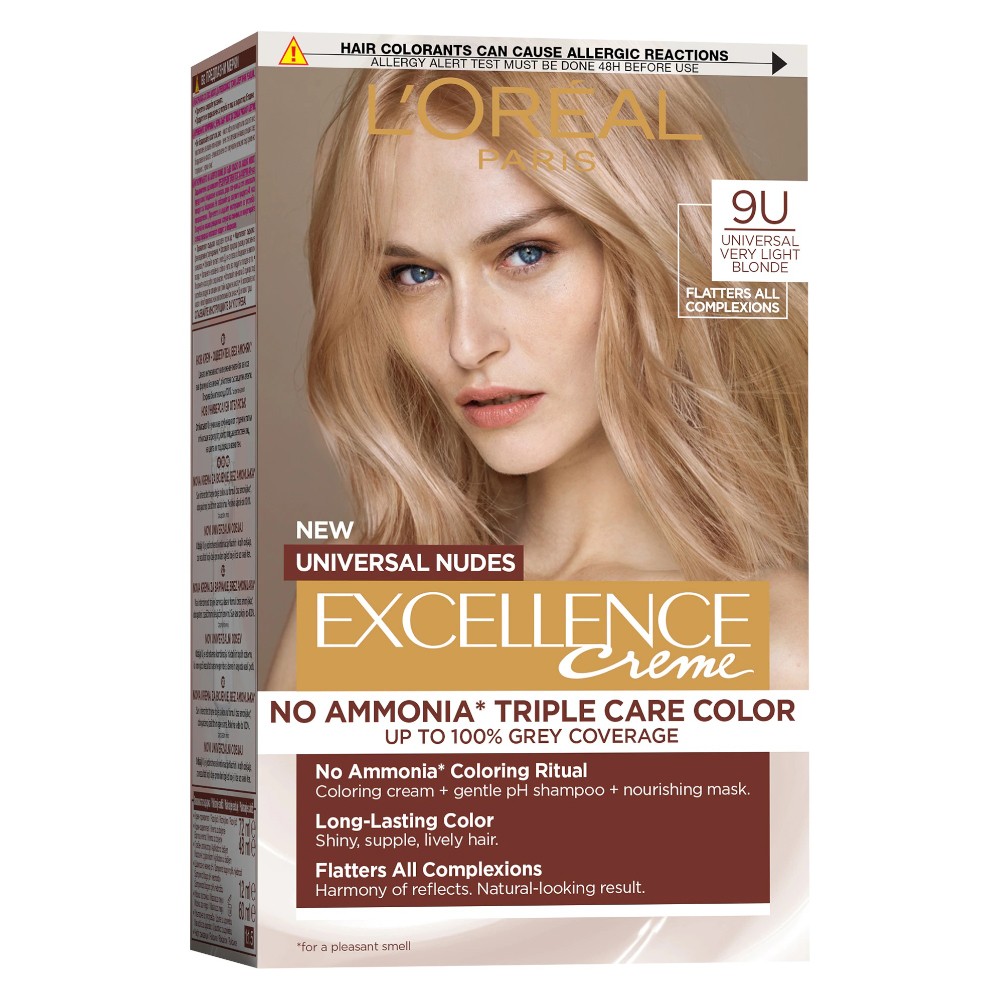 Vopsea de Par Permanenta fara Amoniac L\'Oreal Paris Excellence Universal Nudes, 9U Very Light Blonde, 192 ml