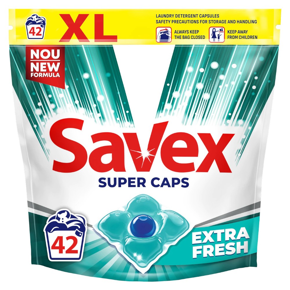 Detergent Capsule Gel Savex Extra Fresh, 42 Spalari