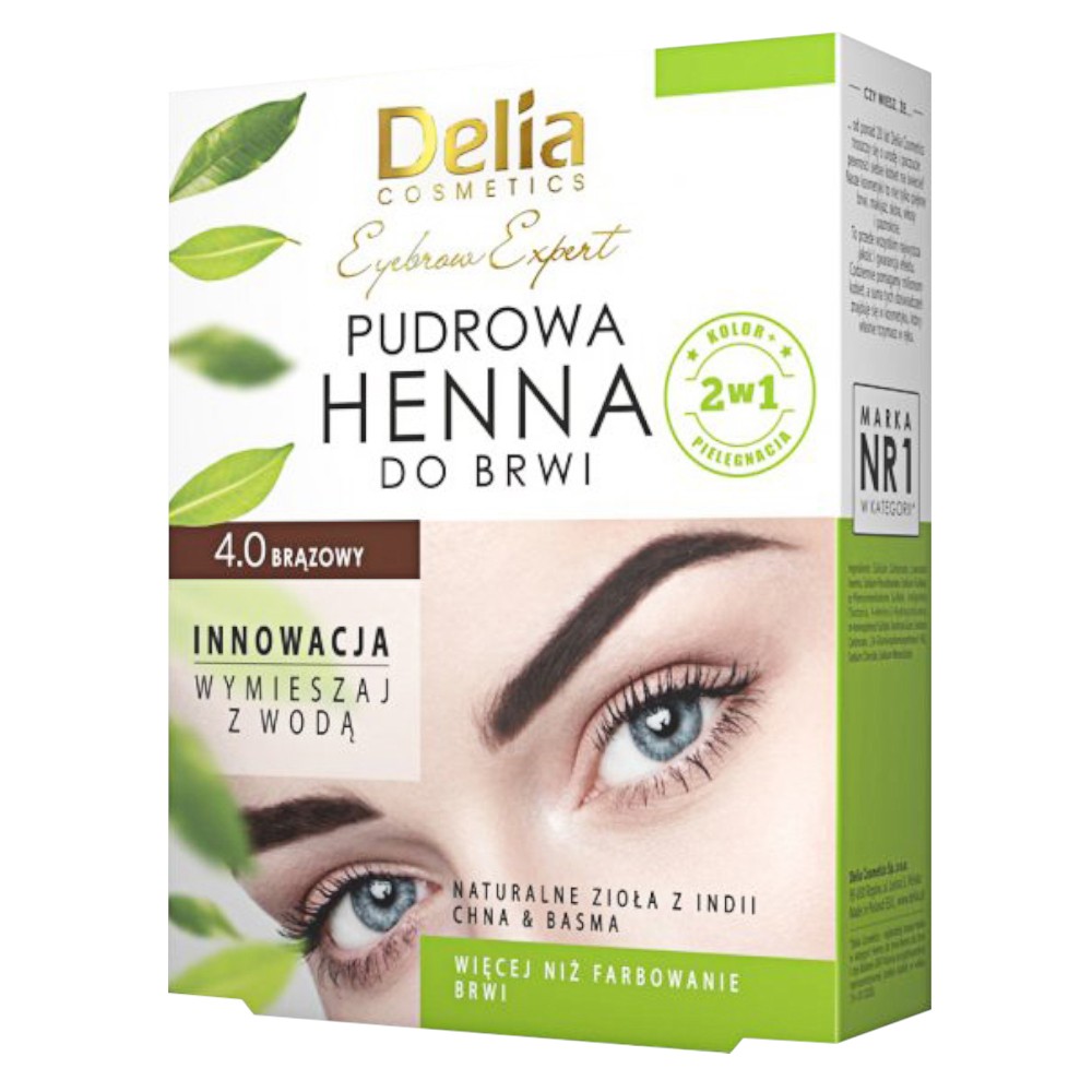 Vopsea pentru Sprancene Pudra Delia Eyebrow Expert Henna, 4.0 Maro, 4 g