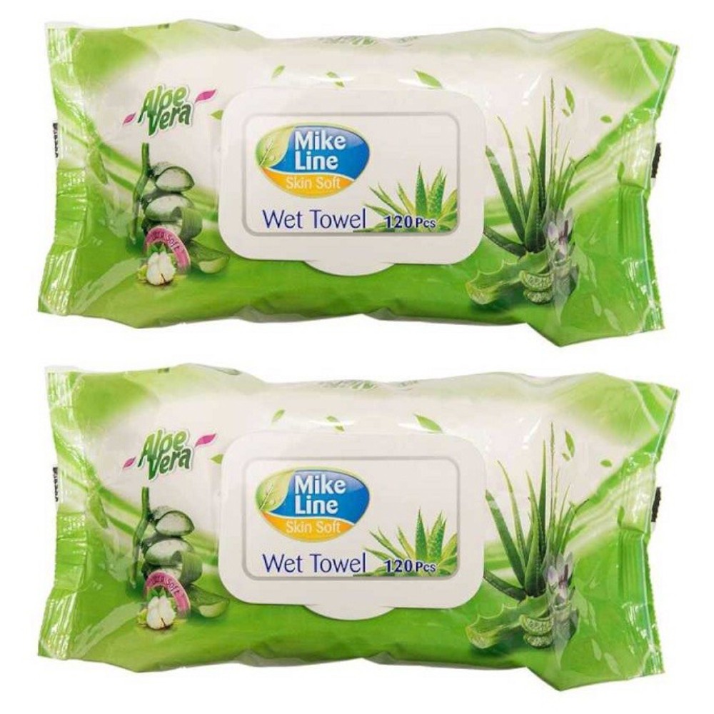 Pachet 2 x Servetele Umede cu Capac Mike Line Aloe Vera, 120 Bucati