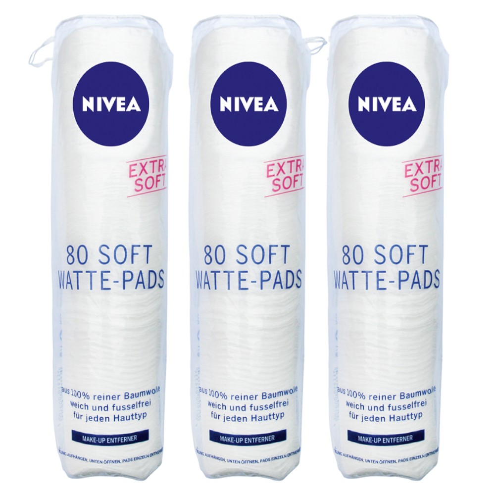 Pachet 3 x Dischete Demachiante Nivea Soft, 80 Bucati