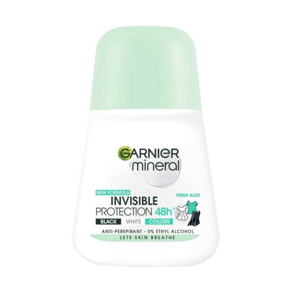 Deodorant Roll-on Garnier Mineral Invisible Black White Colors Fresh Aloe, 50 ml