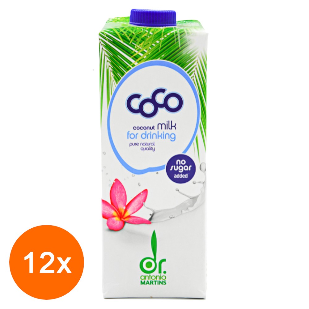 Set Lapte de Cocos, Eco, cu Calciu Coco, 12 Bucati x 1 l