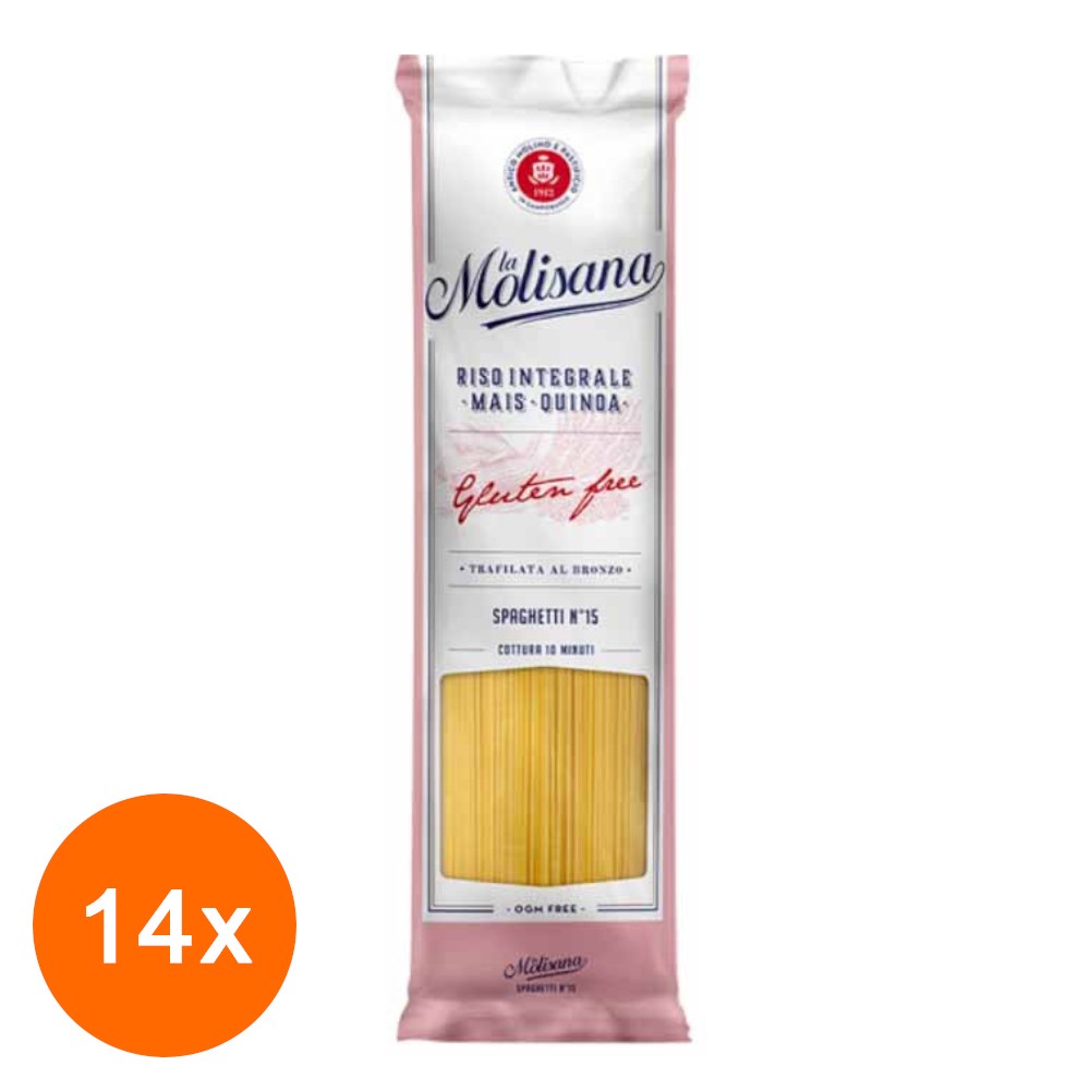 Set Paste fara Gluten Spaghete La Molisana No15, 14 Bucati x 400 g