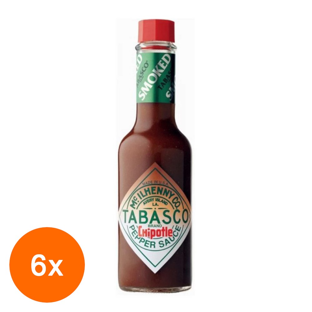 Set Chipotle Sos Ardei Rosu Tabasco, 6 Bucati x 150 ml