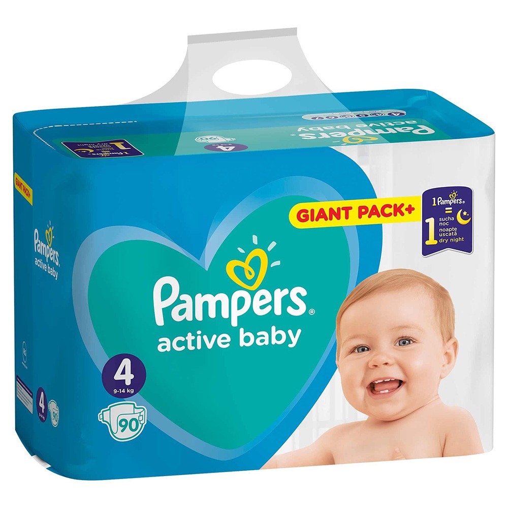 Scutece Pampers Active Baby Nr 4, 9-14 kg, 90 Bucati