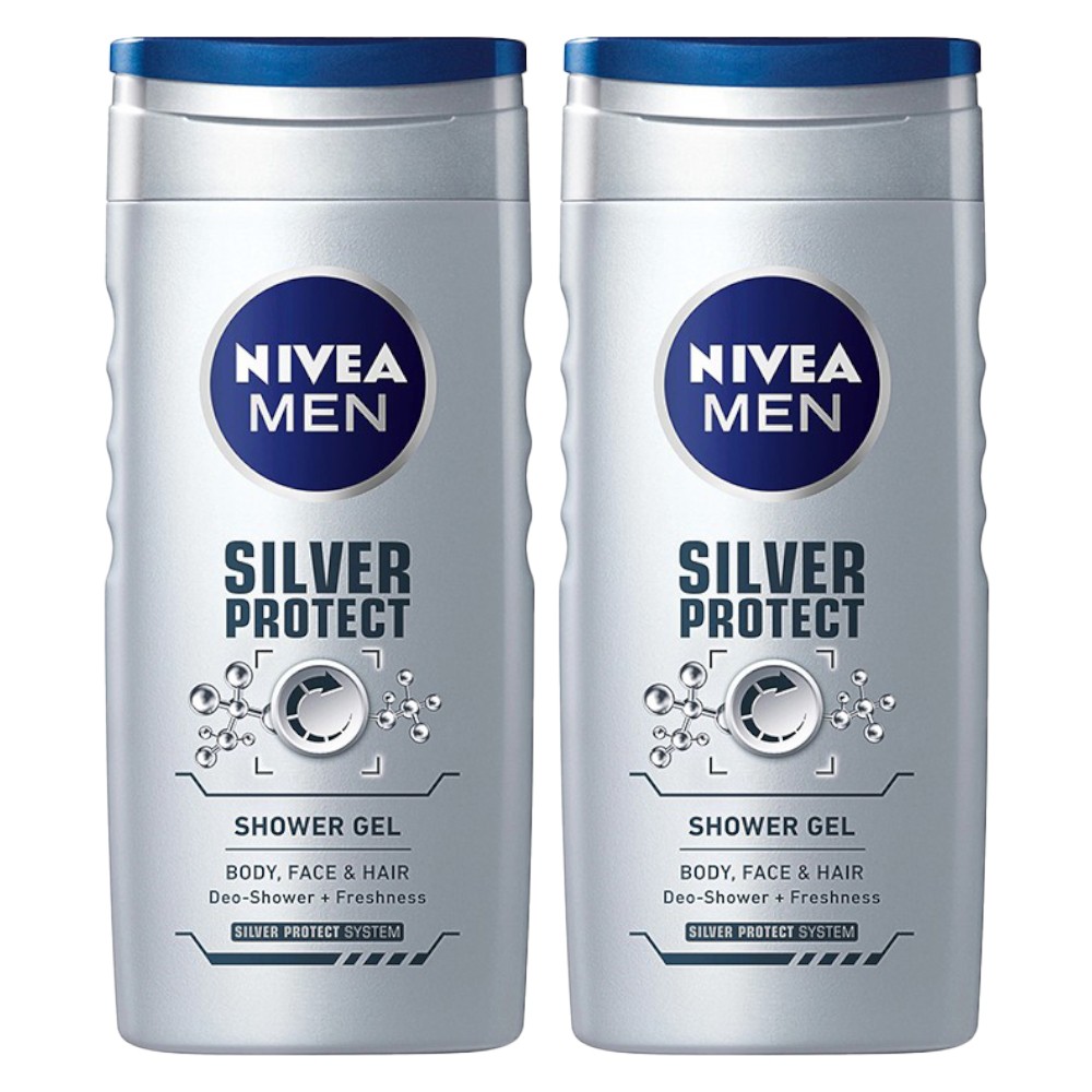 Set Gel de Dus Nivea Men Silver Protect, cu Ioni de Argint, 2 Bucati x 500 ml