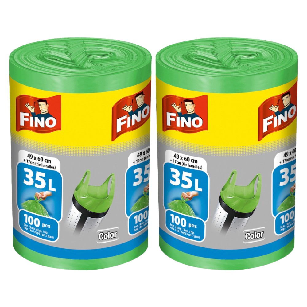 Set 2 x 100 Saci Menajeri Colorati cu Manere Fino, HD, 35 l