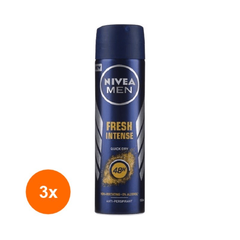 Set 3 x Deodorant Spray Men Fresh Intense Nivea Deo, 150 ml