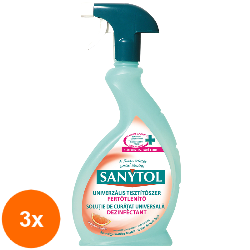 Set 3 x Dezinfectant Universal Multisuprafete Sanytol, cu Parfum de Grapefruit, 600 ml