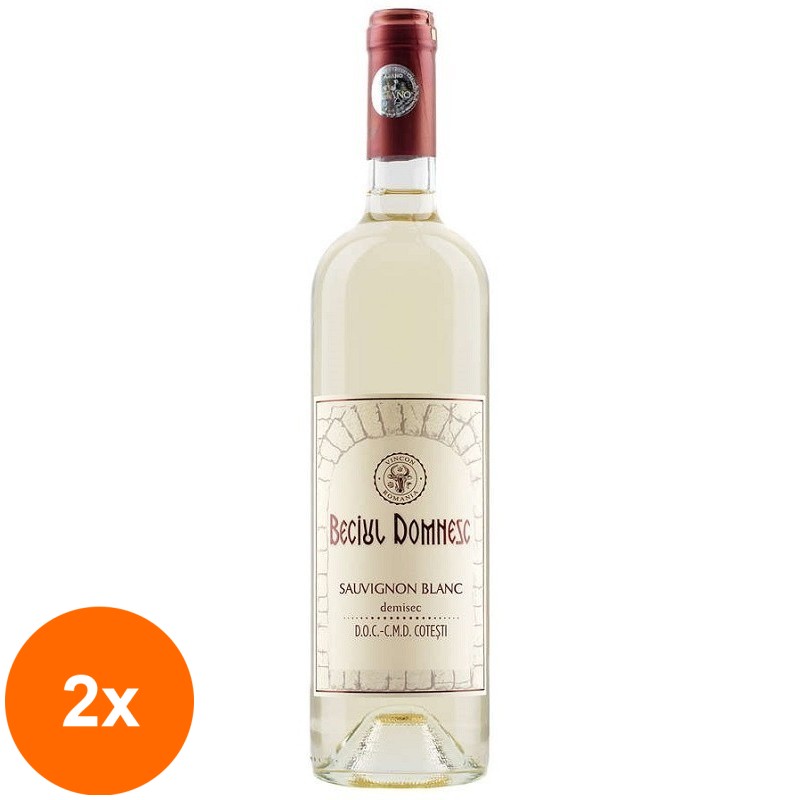 Set 2 x Vin Alb Beciul Domnesc Sauvingnon Blanc, Demisec, 0.75 l