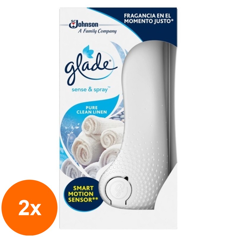 Set 2 x Aparat Odorizant de Camera Glade Sense & Spray Pure Clean Linen 18 ml