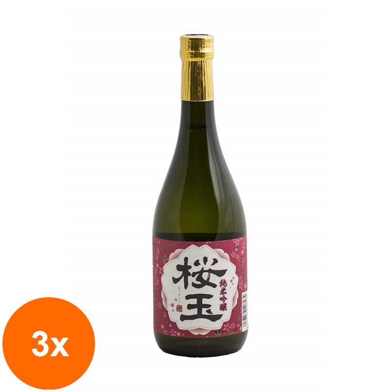 Set 3 x Bautura Alcoolica Ougyoku Junmai Sake, Choya, 0,75 litri, 14.5% Alcool