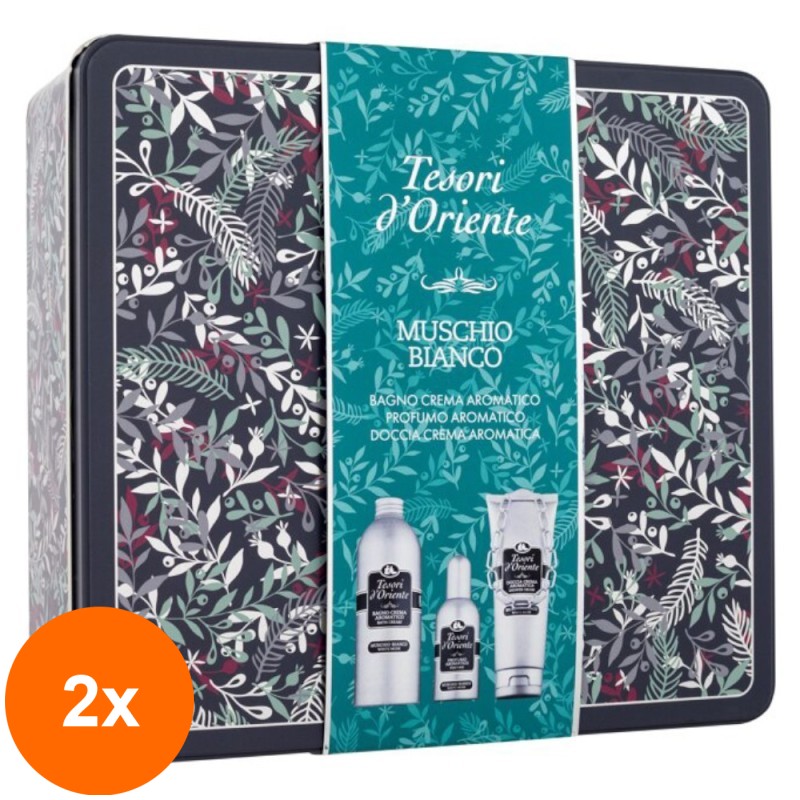 Set 2 x Caseta Cadou Tesori d'Oriente, Femei, Apa de Toaleta 100 ml, Gel de Dus 250 ml si Crema de Dus 500 ml