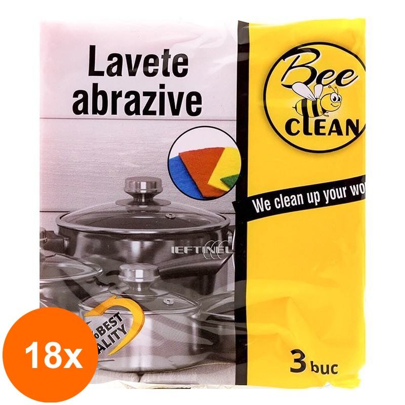 Set 18 x 3 Lavete Abrazive pentru Suprafete Dure Bee Clean