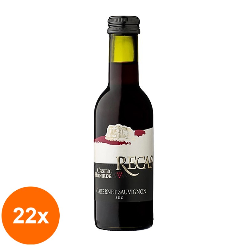 Set 22 x Vin Castel Huniade Cramele Recas, Cabernet Sauvignon Mini Rosu Sec 187 ml