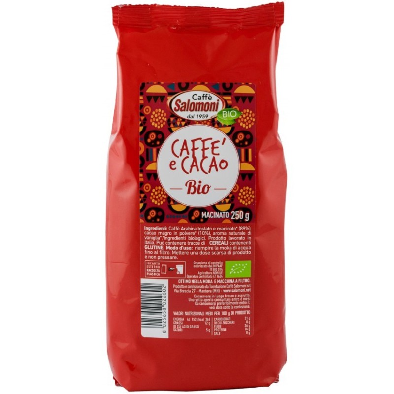 Cafea si Cacao BIO Macinata, Salomoni Cafe, 250 g