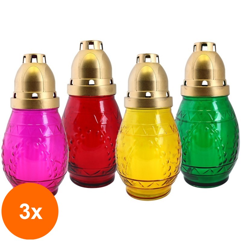 Set 3 x Candela din Sticla cu Ou, fara Parfum