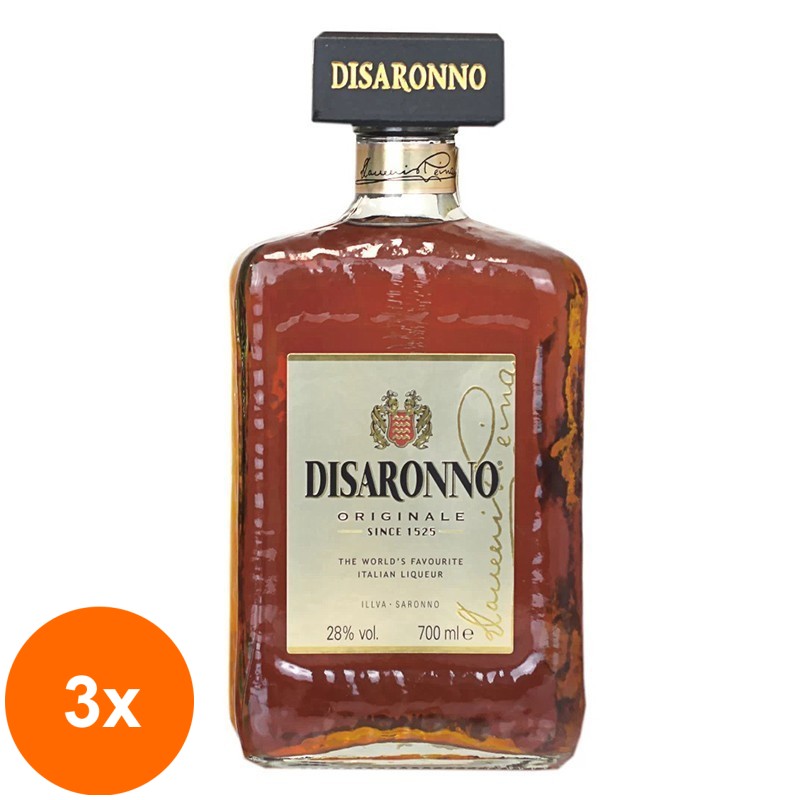 Set 3 x Lichior Amaretto Disaronno, 28% Alcool, 0.7 l