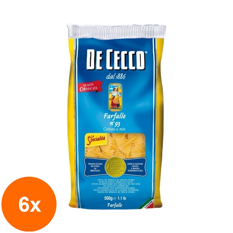 Set 6 x Paste Farfalle De Cecco 500 g